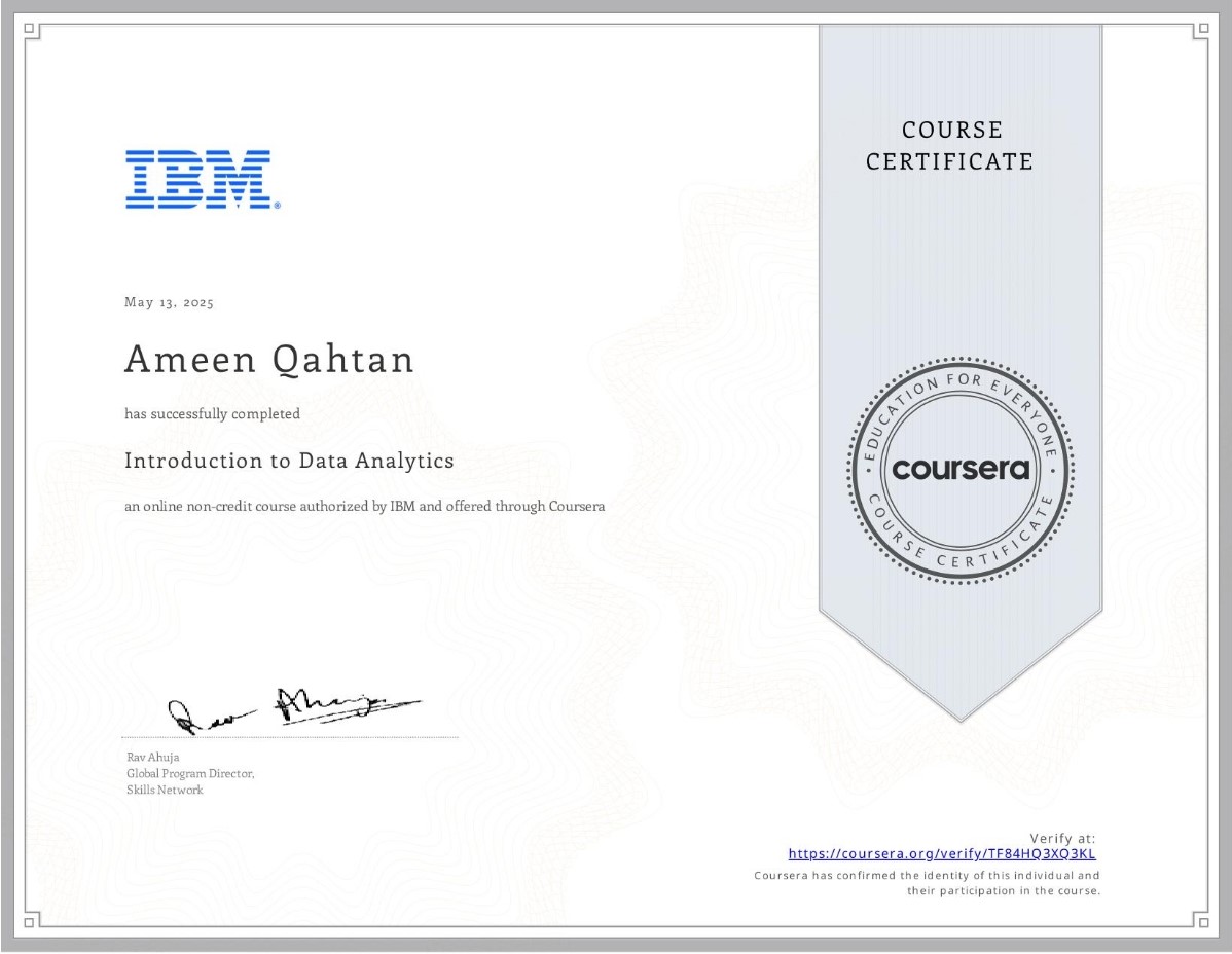مقدمة في تحليلات البيانات (IBM)