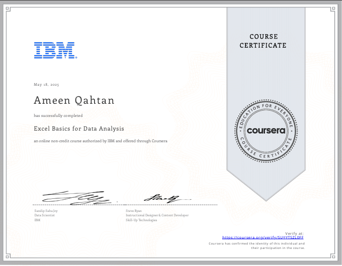 Excel لتحليل البيانات (IBM)
